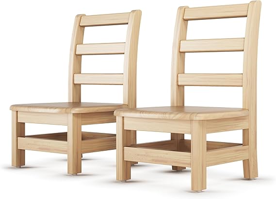 Little Innovators 16"; 2 Pack Kids Wooden Ladderback School Chairs