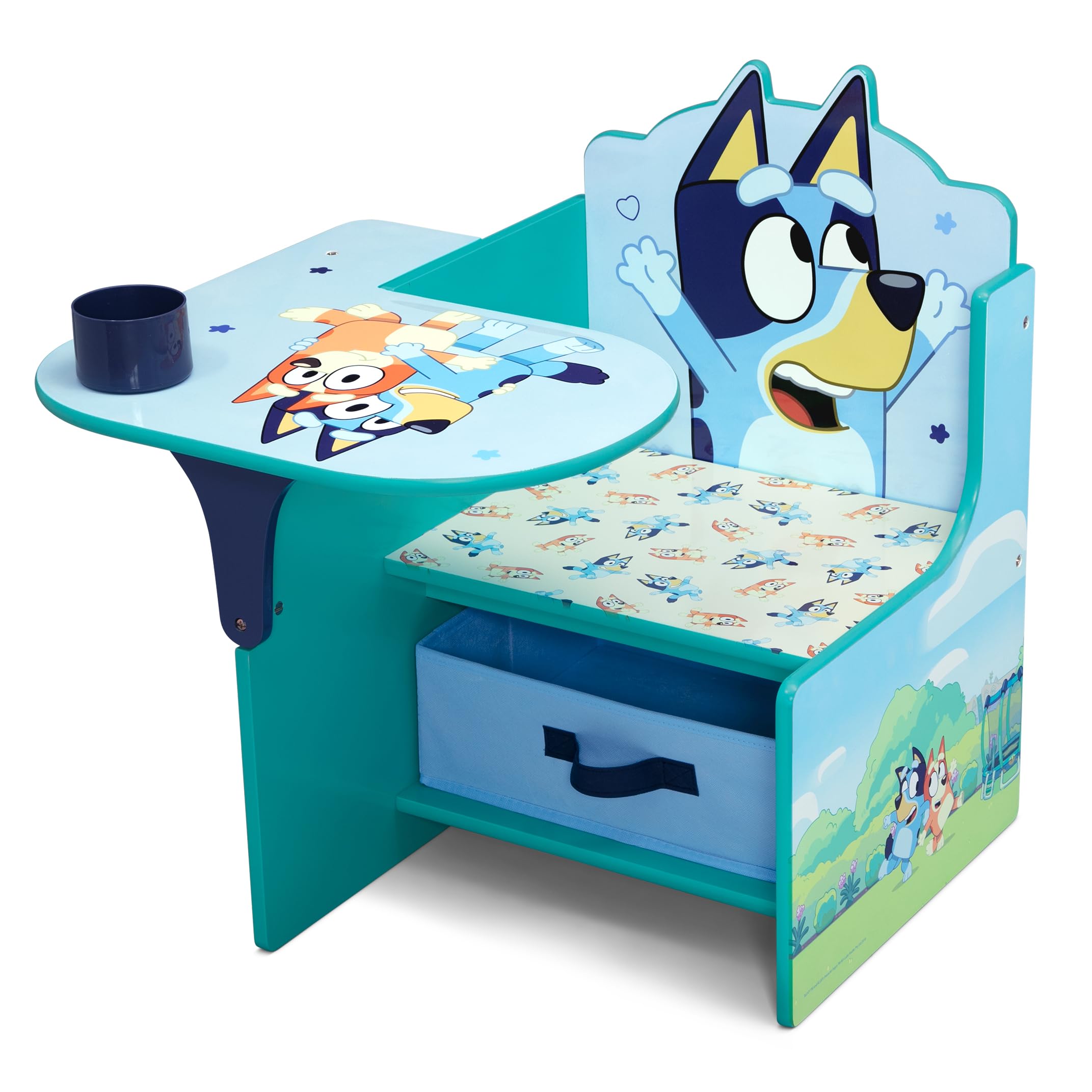 Bluey Chair Desk with Storage Bin - Greenguard Gold Certified, Blue