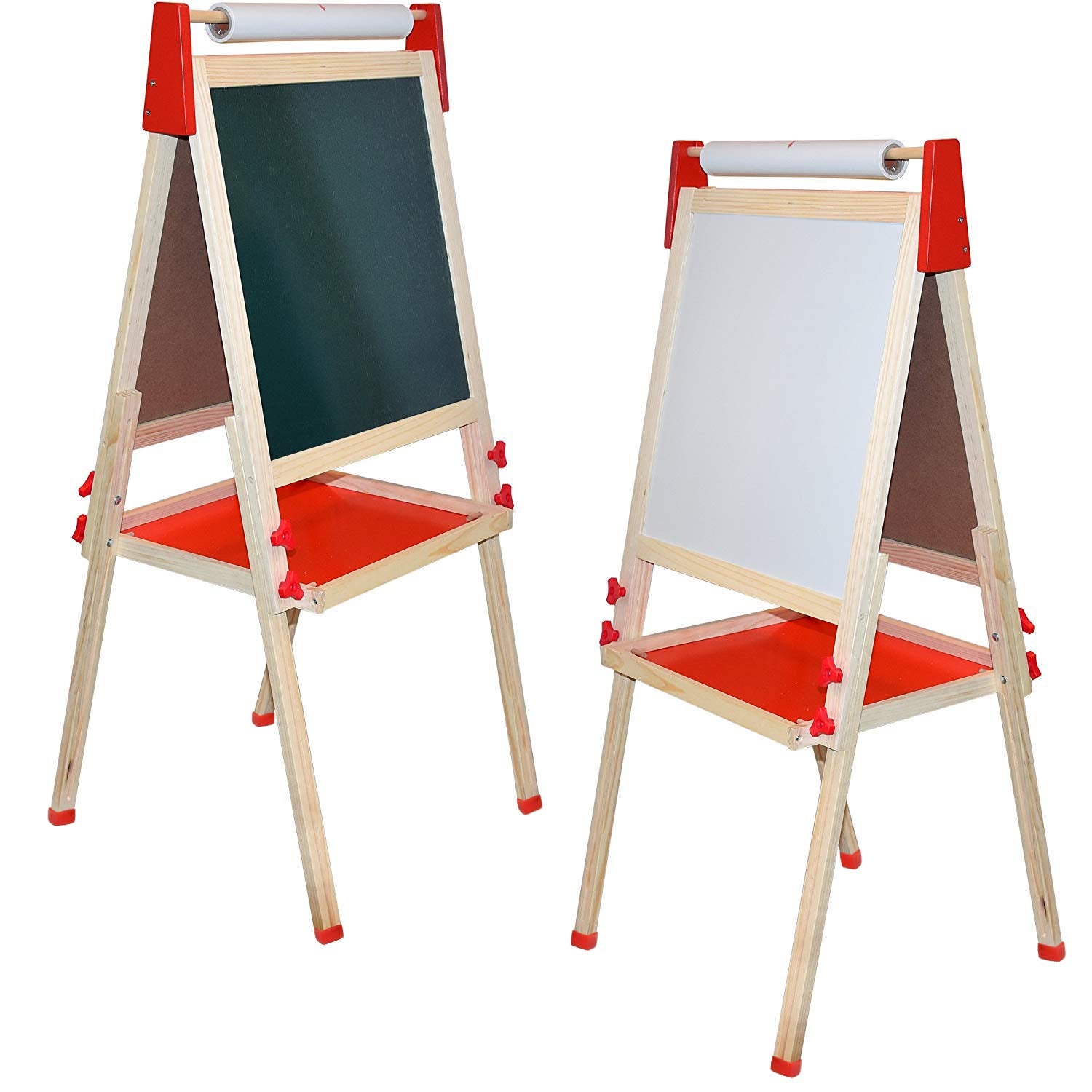 Number 1 in Gadgets Deluxe Standing Art Easel, Dry-Erase Board Chalkboard Magnetic Whiteboard Paper Roll and Accessories, Ultimate All-in-One Wooden Kid's Art Easel