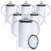 6 Pack of 12 oz Sublimation Sippy Cup Blank with Handles Straight