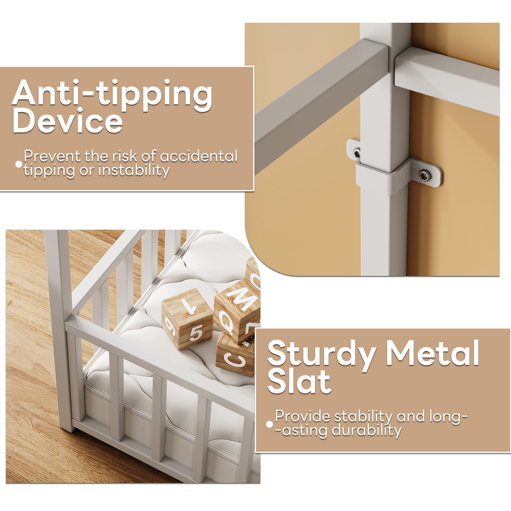 Twin Floor Bed Frame with Guardrails and Roof