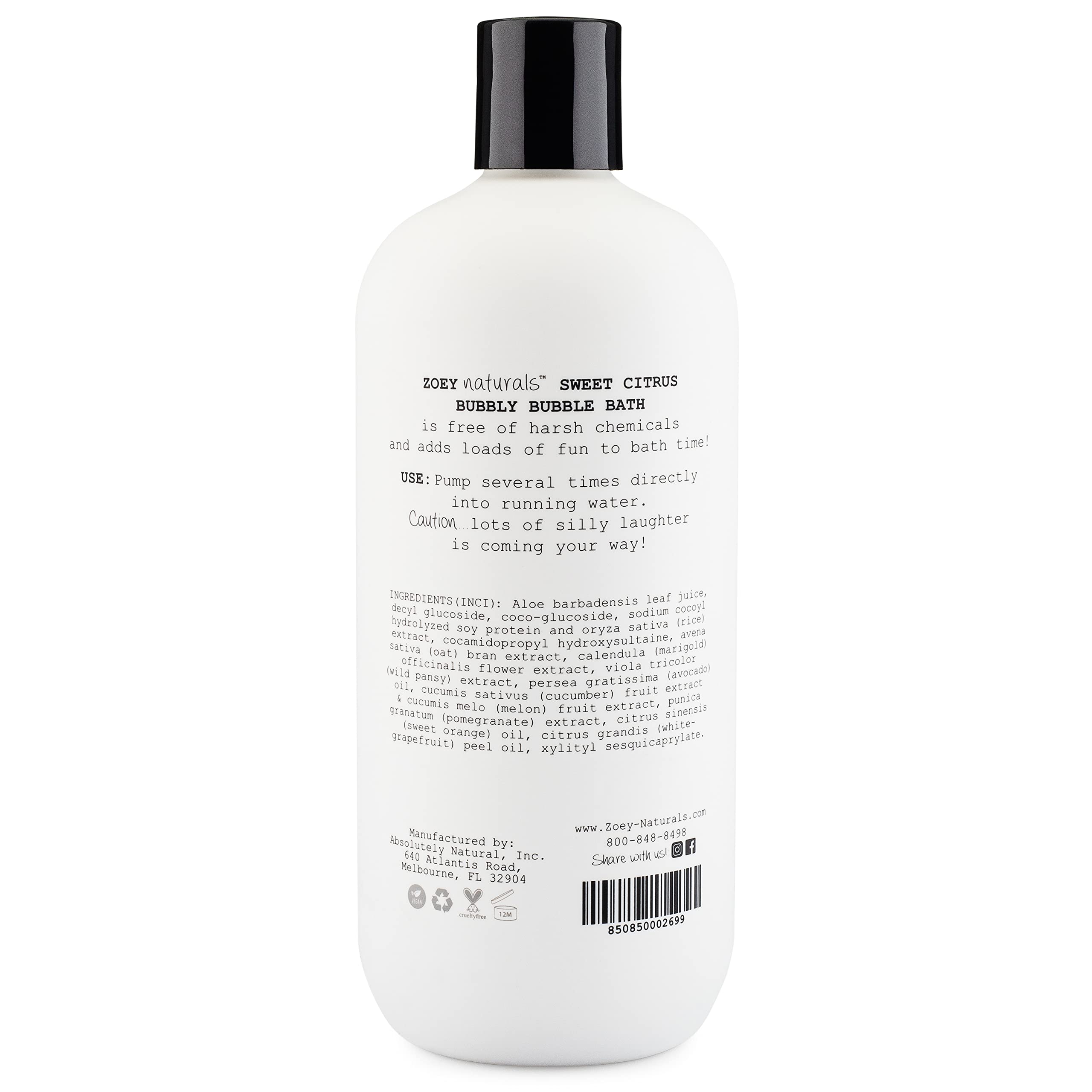Sweet Citrus Bubble Bath for Kids & Babies - Organic Tear-Free, Non-Toxic Toddler Soap