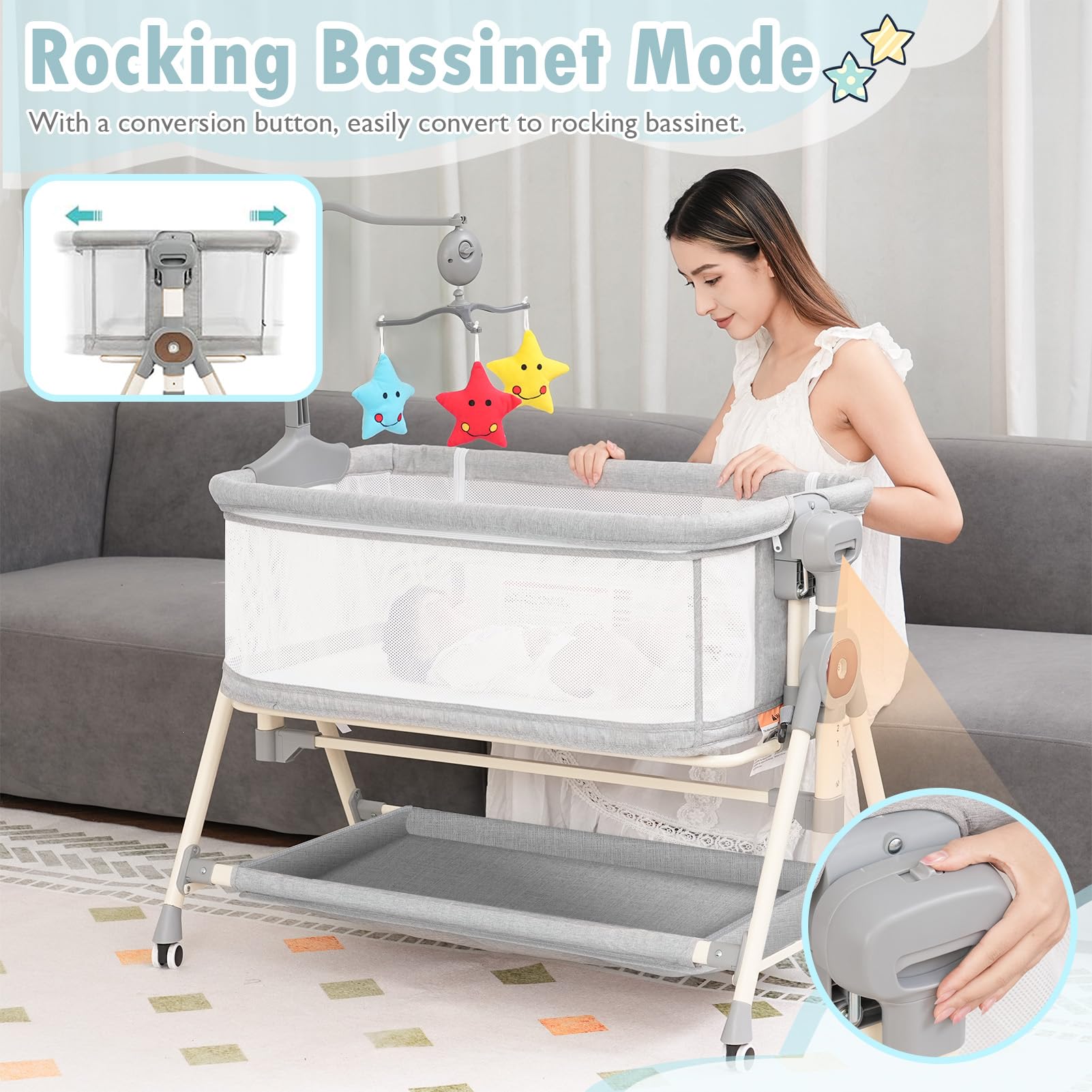 3-in-1 Rocking Bassinet with Musical Toys