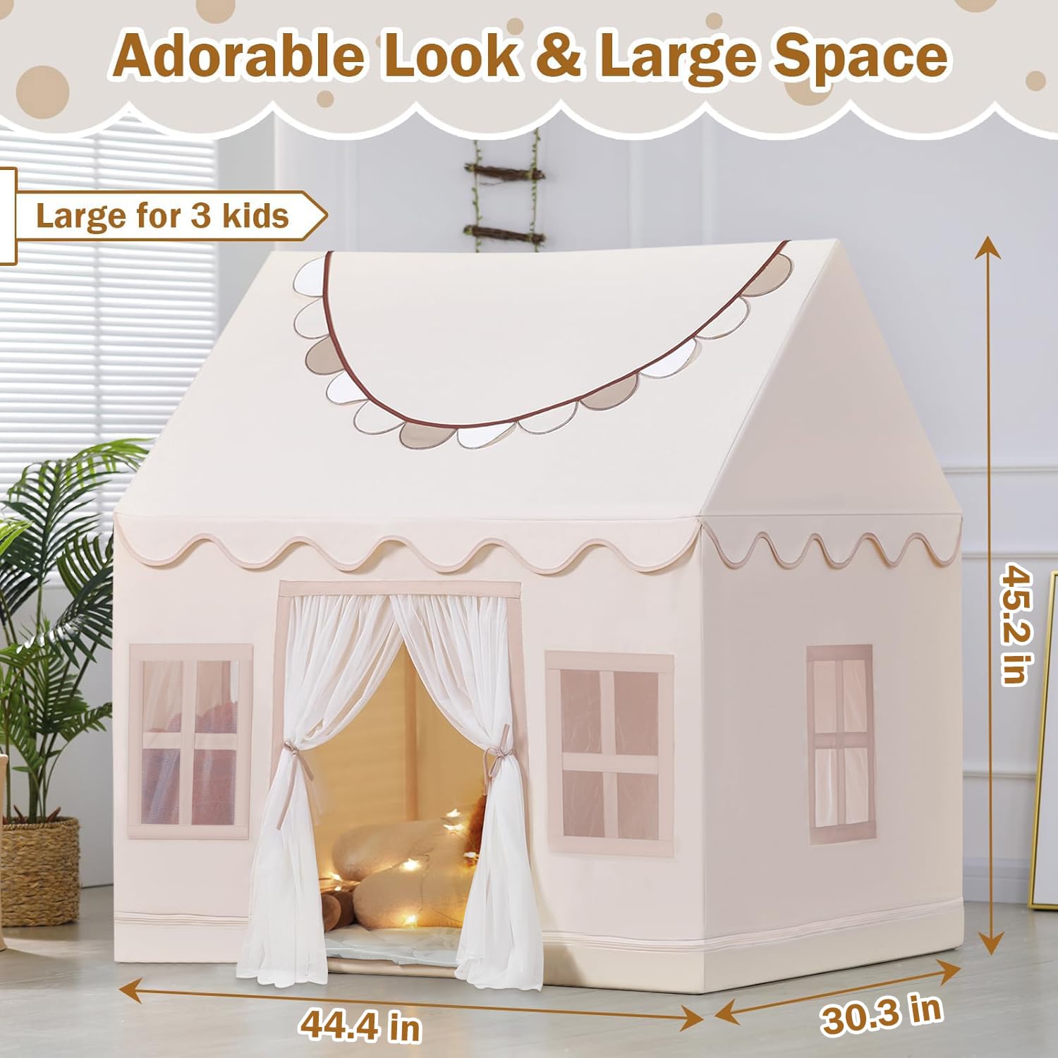 Play Tent for Kids with Star Lights & Banners, Kids Tent Indoor