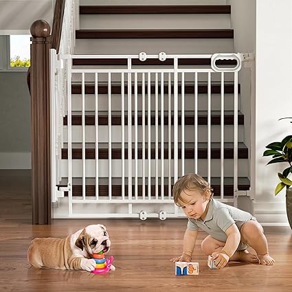 Gate for Stairs- No Bottom Bar, Adjustable Width 29.8” to