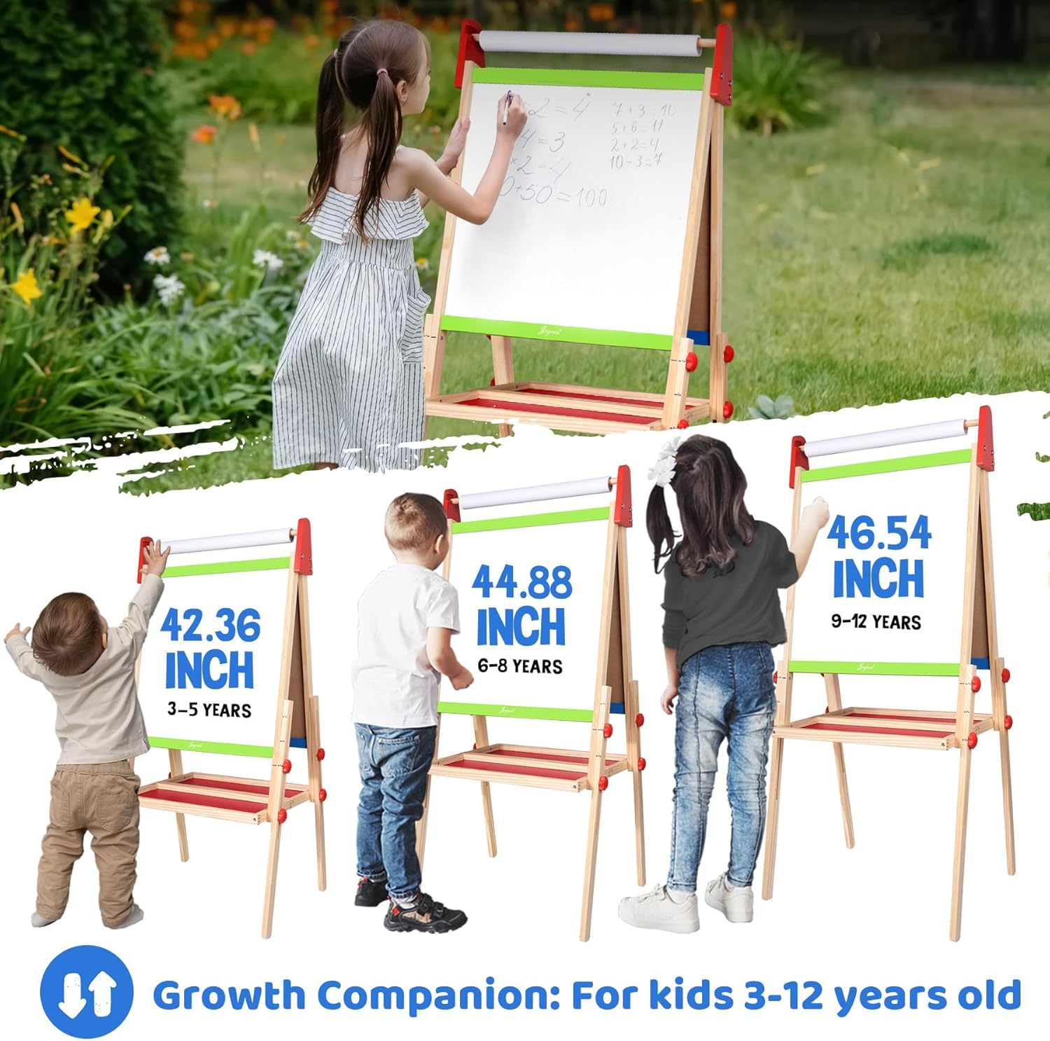Kids Art Easel Double Sided Magnetic Whiteboard Chalkboard