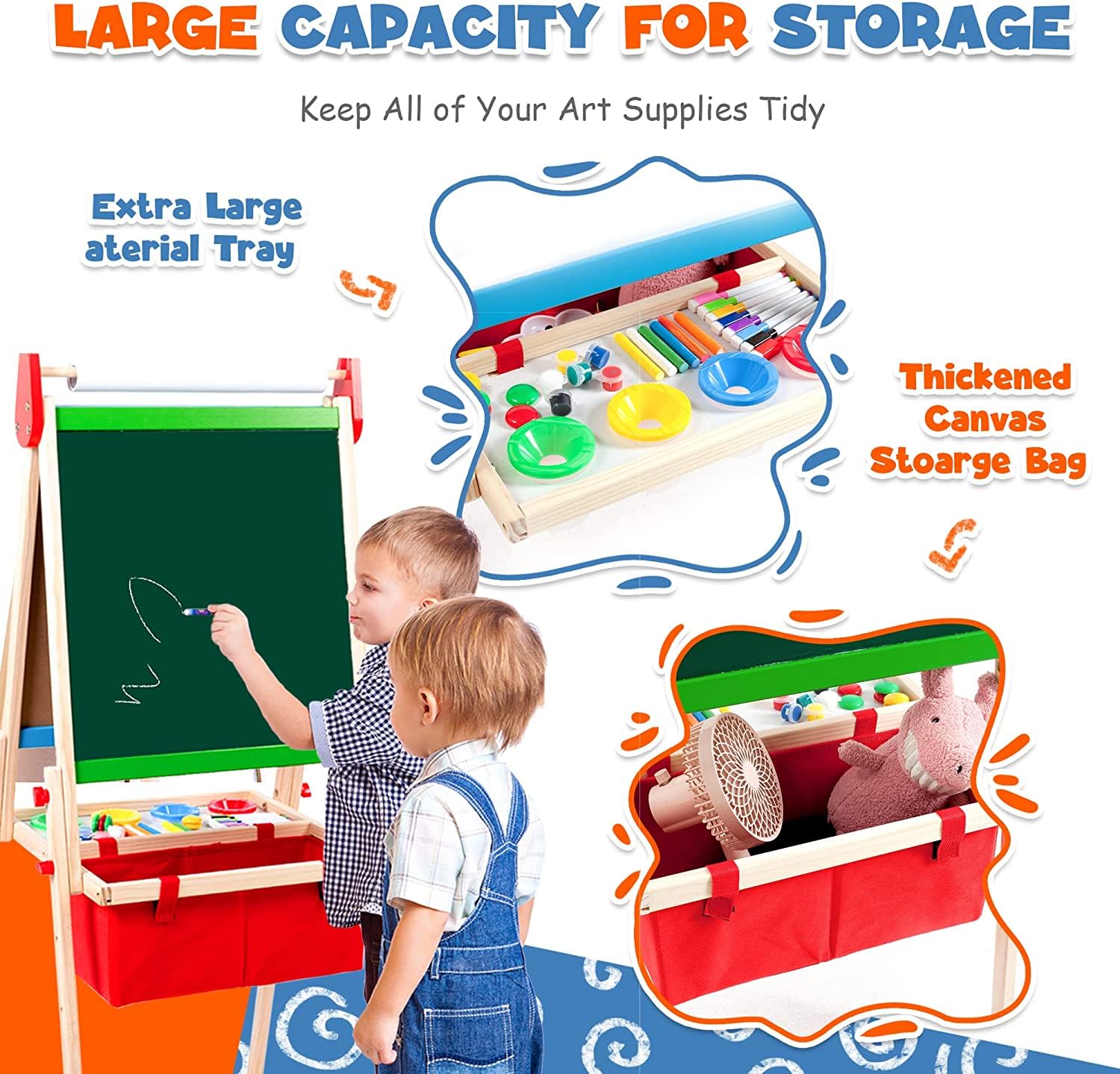 Double-Sided Kids Art Easel with 100+ Accessories