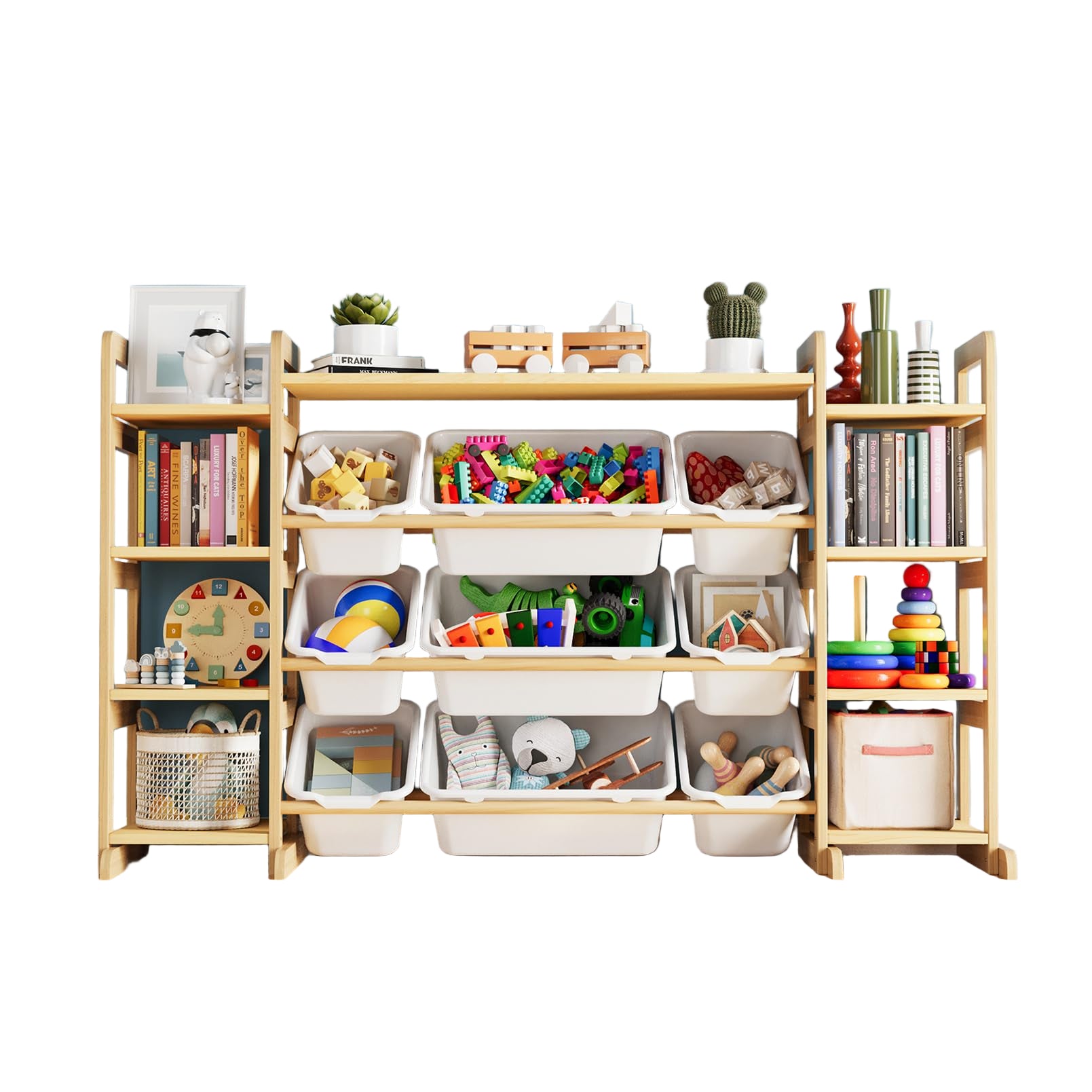 Large Toy Storage Organizer 9 Shelves 9 Bins, Toy Organizers Storage Bookshelf