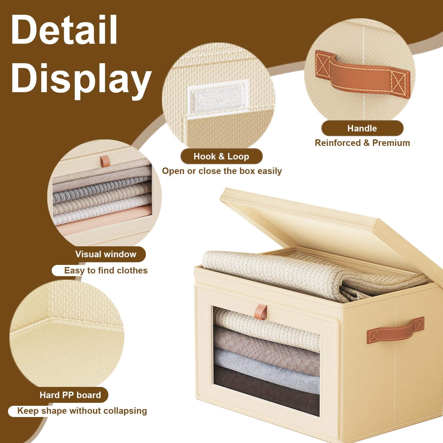 Foldable Storage Bins with Handles & Window - 4 Pack Collapsible Fabric Organizer