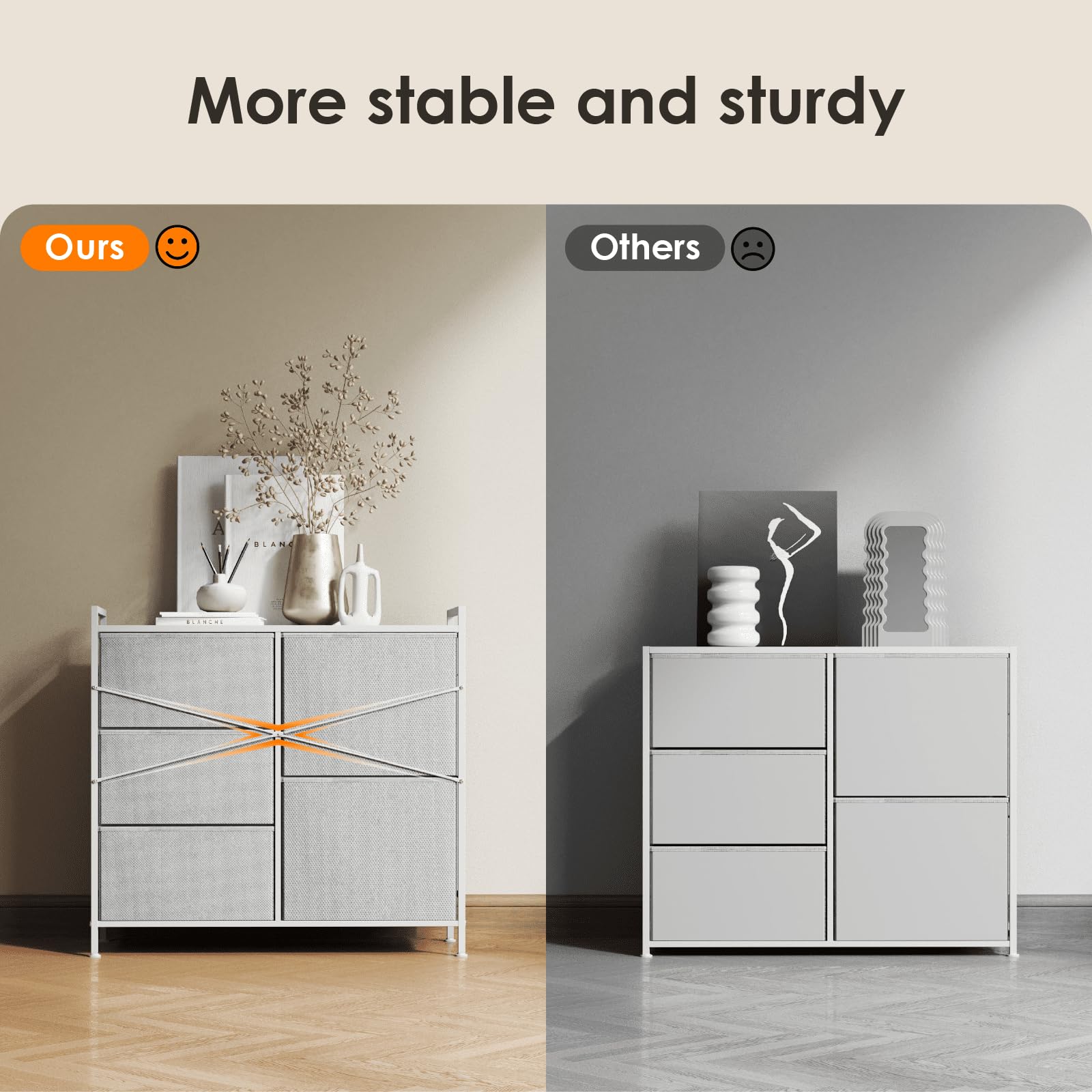 5-Drawer Fabric Dresser Storage Organizer for Bedroom and Closet