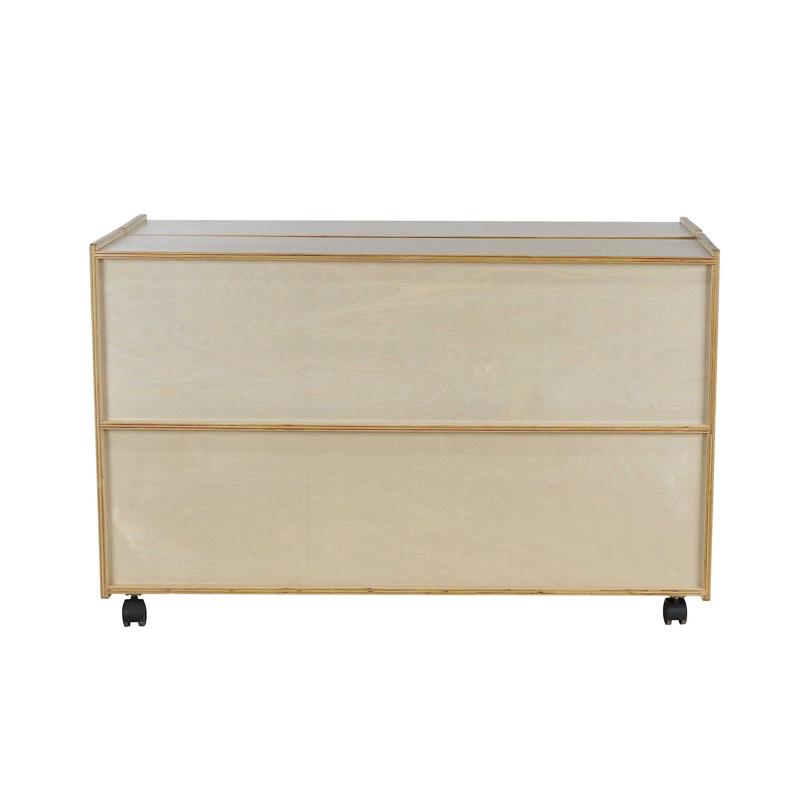 Folding Storage Cabinet with Casters 4 Compartment Birch Plywood