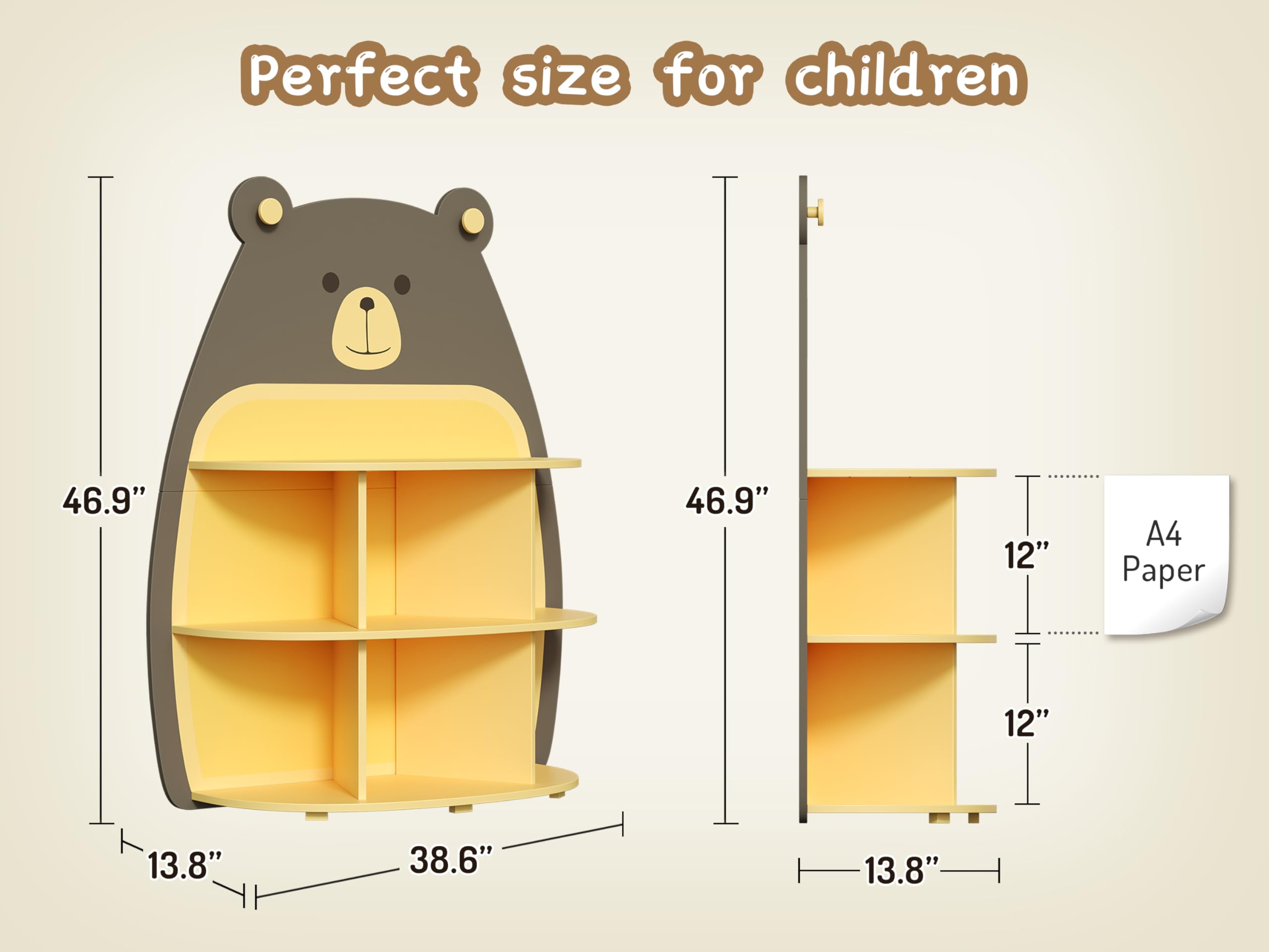 Vailando Bookshelf and Toy Storage, Toddler Bookshelf, Book Shelf for Kids Rooms, Toy Storage Organizer for Kindergarten, Playroom, Nursery,Kids Room