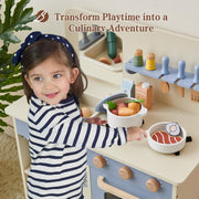 Joylike Wooden Kitchen Playset for Kids, Toddler Play Kitchen with 32Pcs Accessories Cutting Food Set, Stove & Water Sink, Pretend Play Toy for Kids Ages 3+