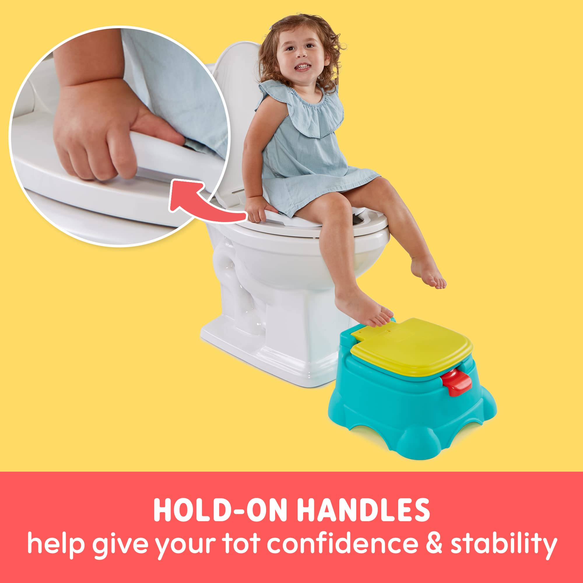 Sesame Street Elmo Hooray 3-in-1 Potty Training Toilet Seat and Step Stool, Easy to Clean Design with Flush Handle and Sounds, Portable and Great for Travel, Perfect for Toddler Boys and Girls 1-3
