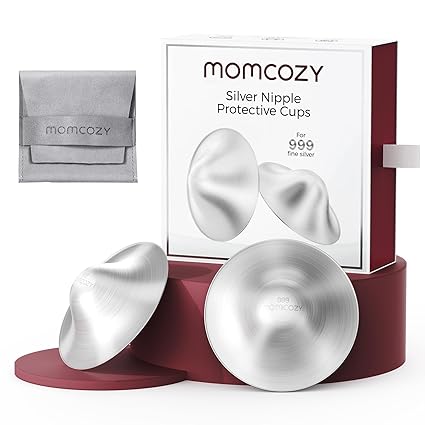 Silver Nursing Cups, Hole-Free Design, 999 Silver Nipple Shields, Breastfeeding Essentials
