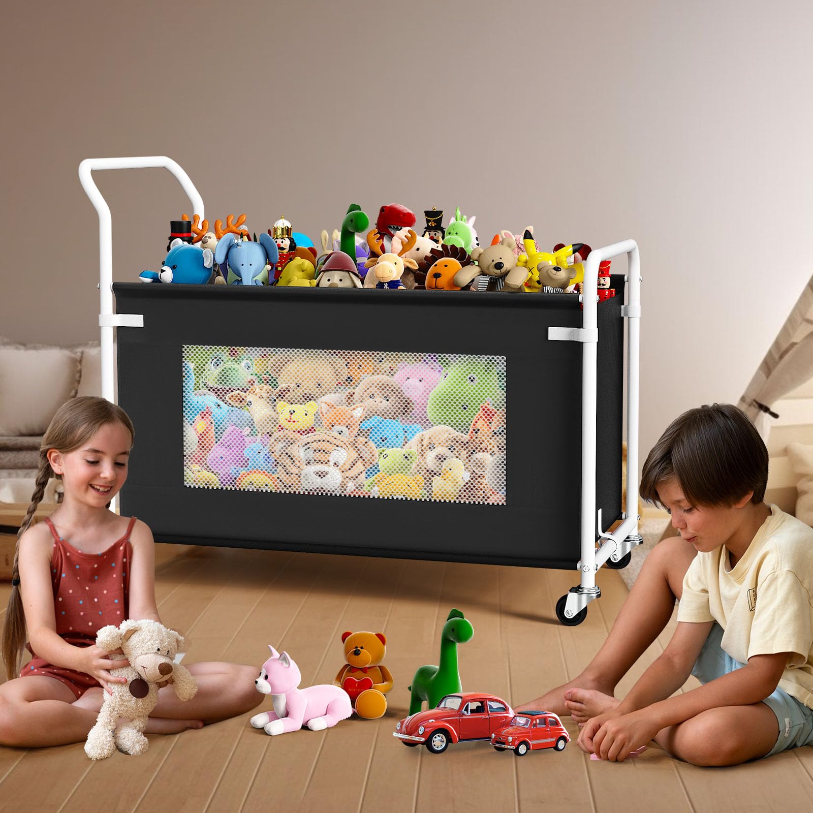 Extra Large Toy Box for Kids with 360° Rotating Wheels