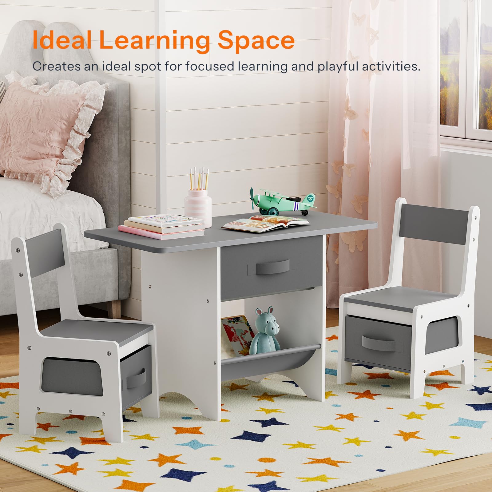 Toddler Table and Chair Set with Storage