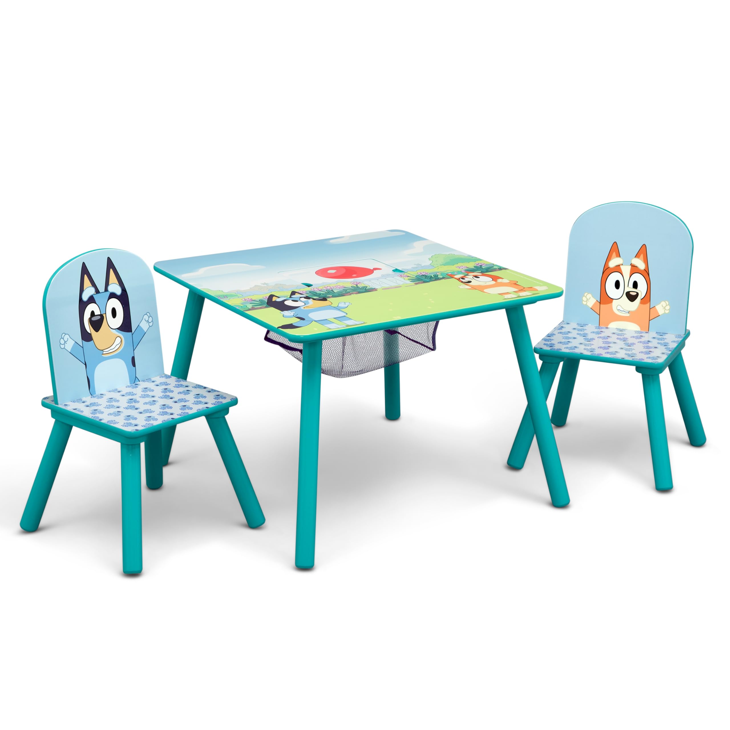 Bluey Kids Table and Chair Set with Storage (2 Chairs Included)