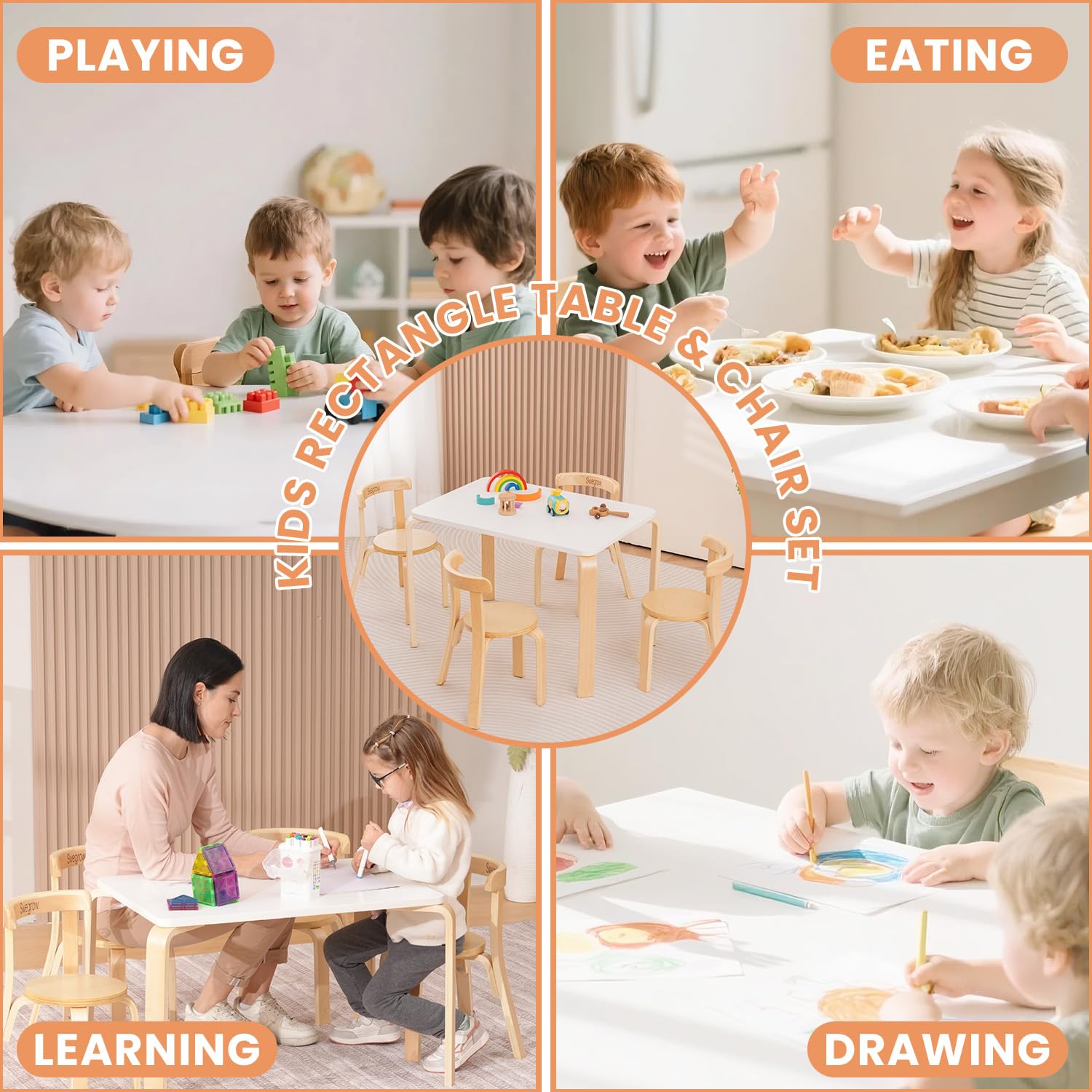 Kids Table and Chair Set - Wooden Furniture for Toddlers