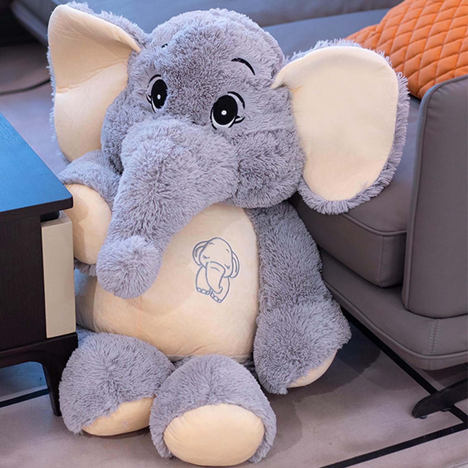 Large Soft Huggable Elephant Plush Toy, 27'' - Cute Fluffy Stuffed Elephant for Baby