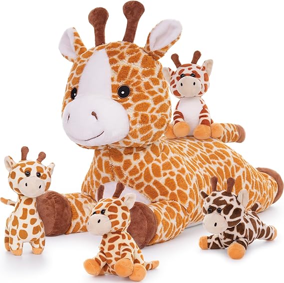 4Pcs Horse Stuffed Animal Set, Large Stuffed Mommy Horse