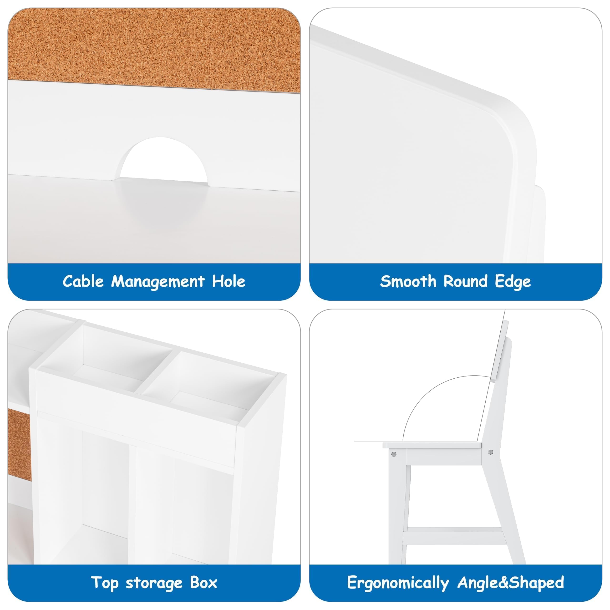Kids Study Desk and Chair Set with Hutch Storage