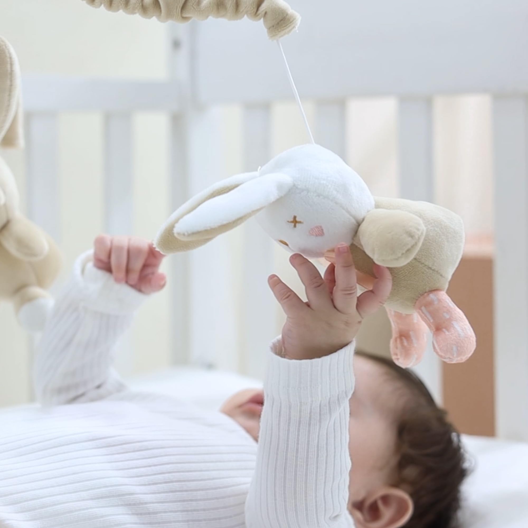 Musical Crib Mobile with 12 Lullabies, Rotating Arm and Detachable Plush Toys