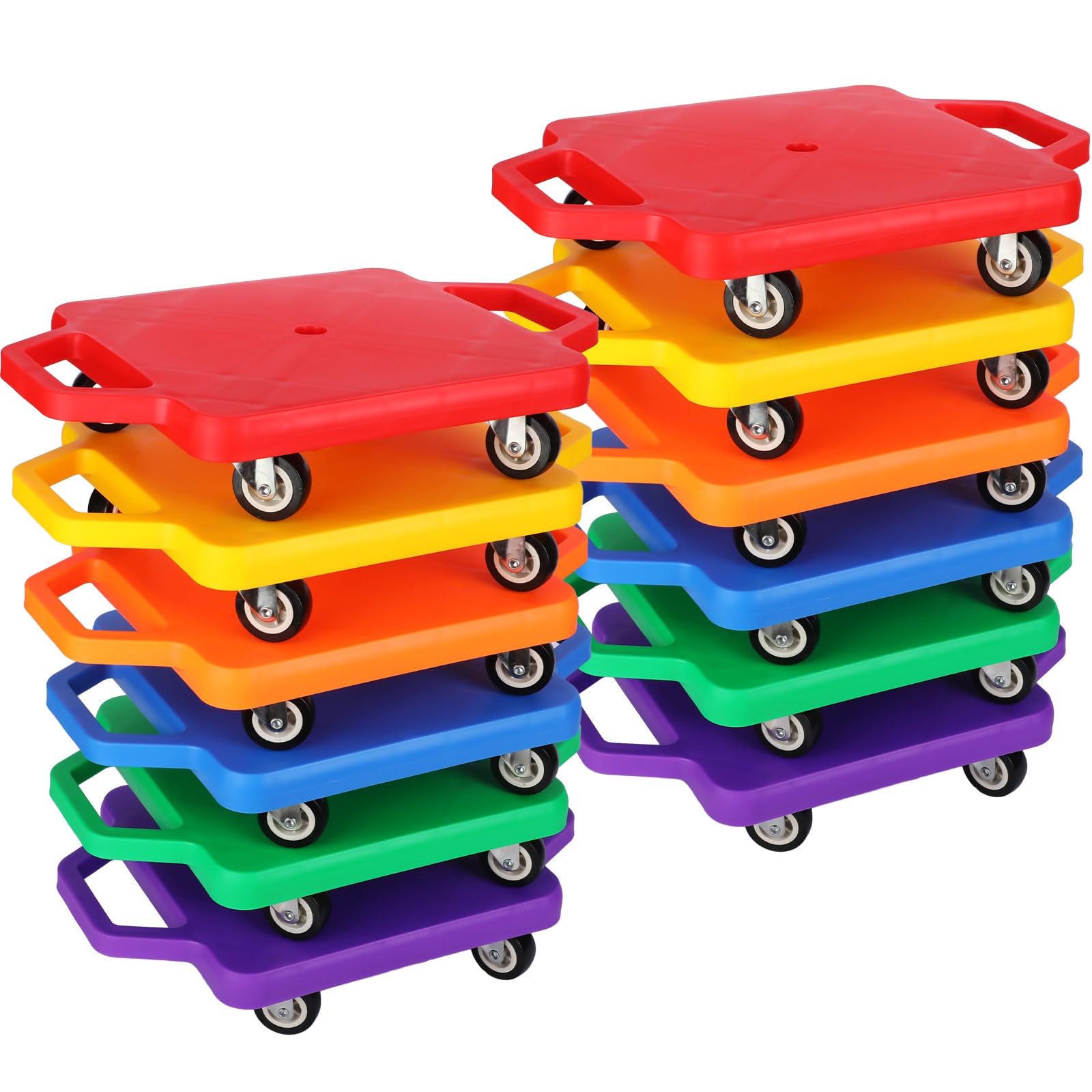 12 Pcs Scooter Boards with Handles Bulk for Kids, Plastic Floor Sitting Scooter