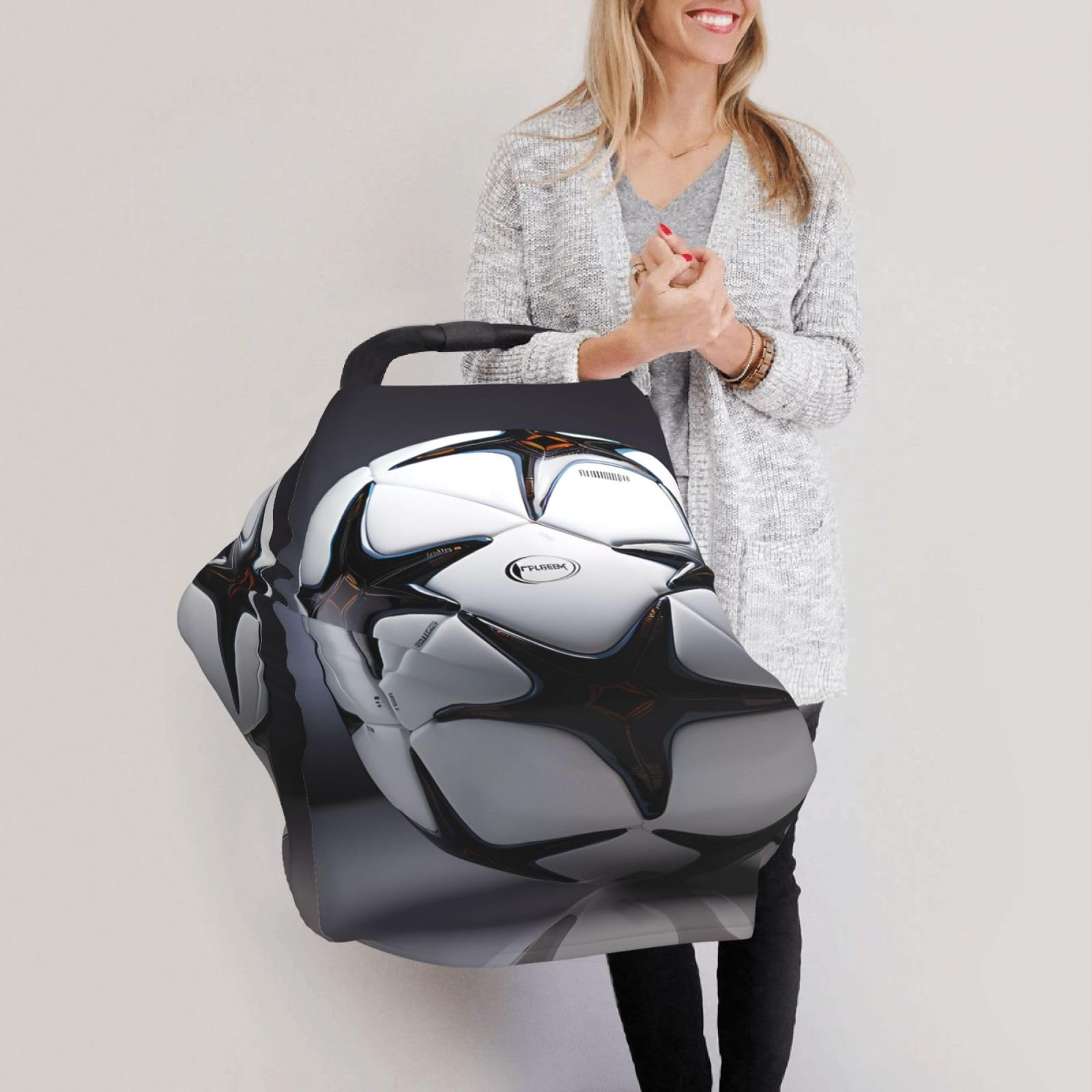 Black and White Football Versatile full-print Stroller Chair Cover/Nursing Cover