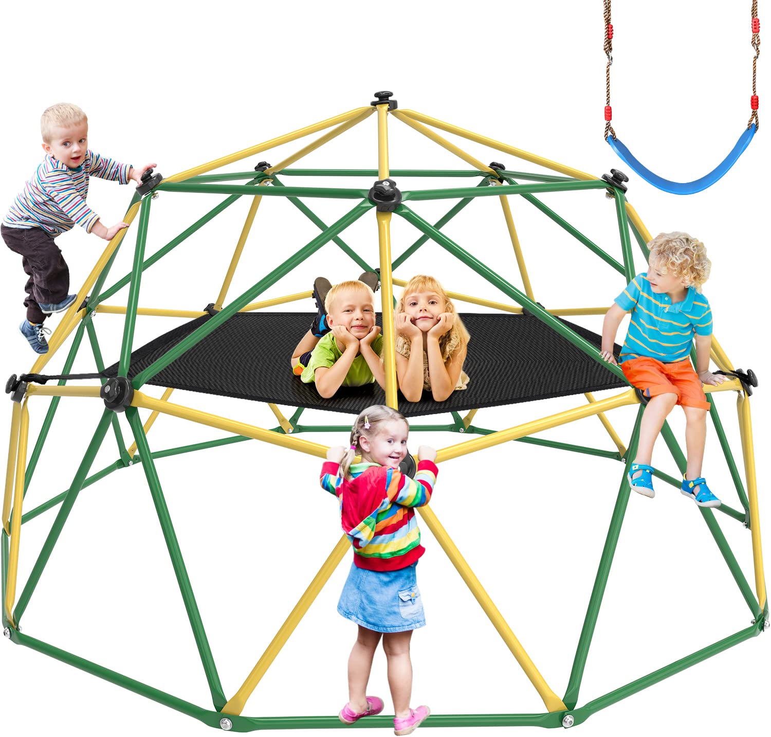 Climbing Dome, 10FT Dome Climber with Hammock for Kids 3 to 10 Outdoor Play Equipment