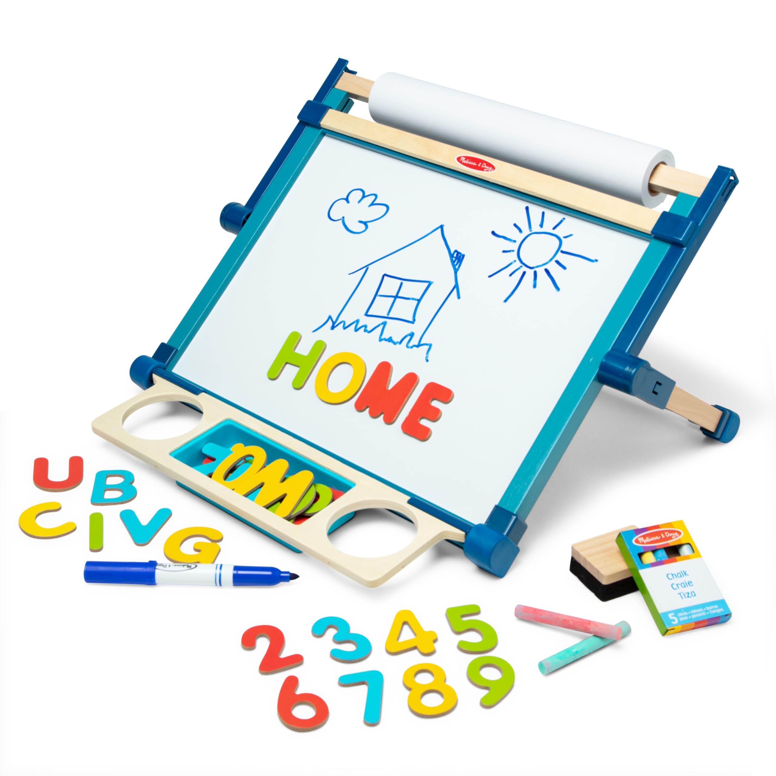 Double Sided Tabletop Art Easel with Magnetic Board