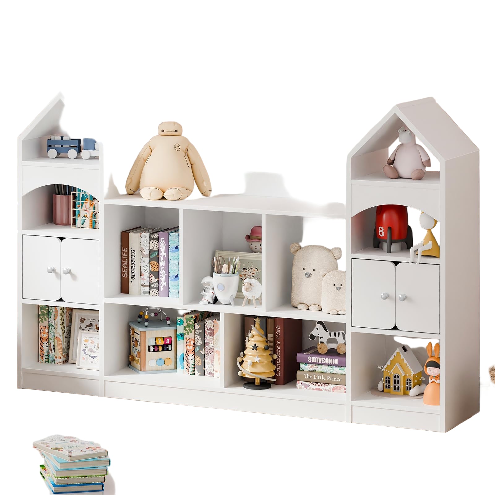 Castle Shape Children's Bookshelf, Kids Bookcase Display Case Kids Toy Storage