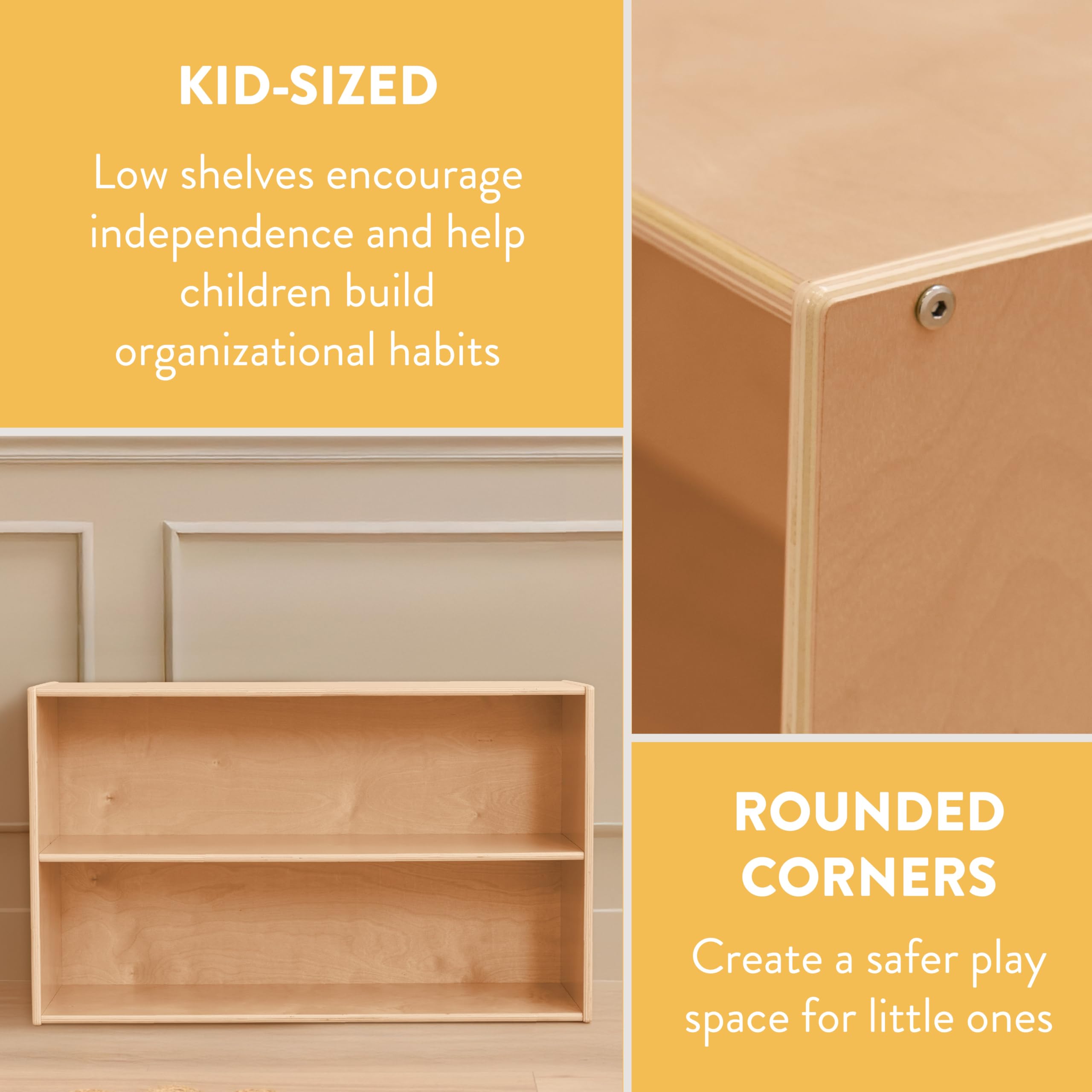 2-Shelf Storage Cabinet for Kids 24" H Natural Wood
