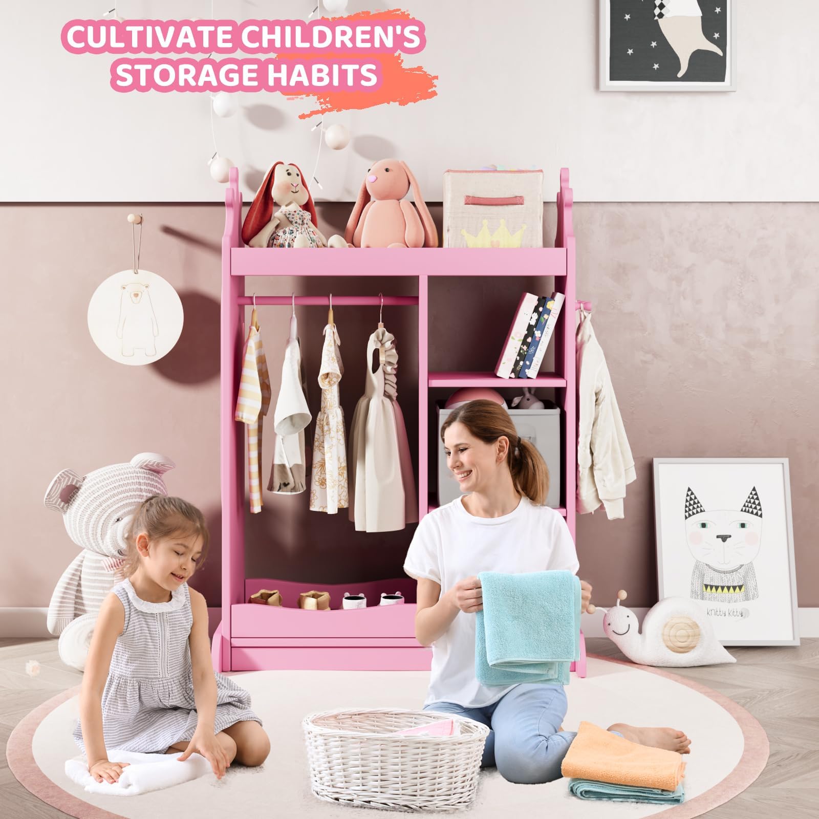 Kids Armoire with Mirror and Dress Up Storage