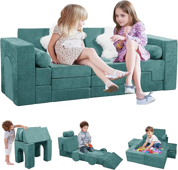 Modular Kids Play Couch 28 Pcs Foam Toddler Couch Building Fort for Playroom