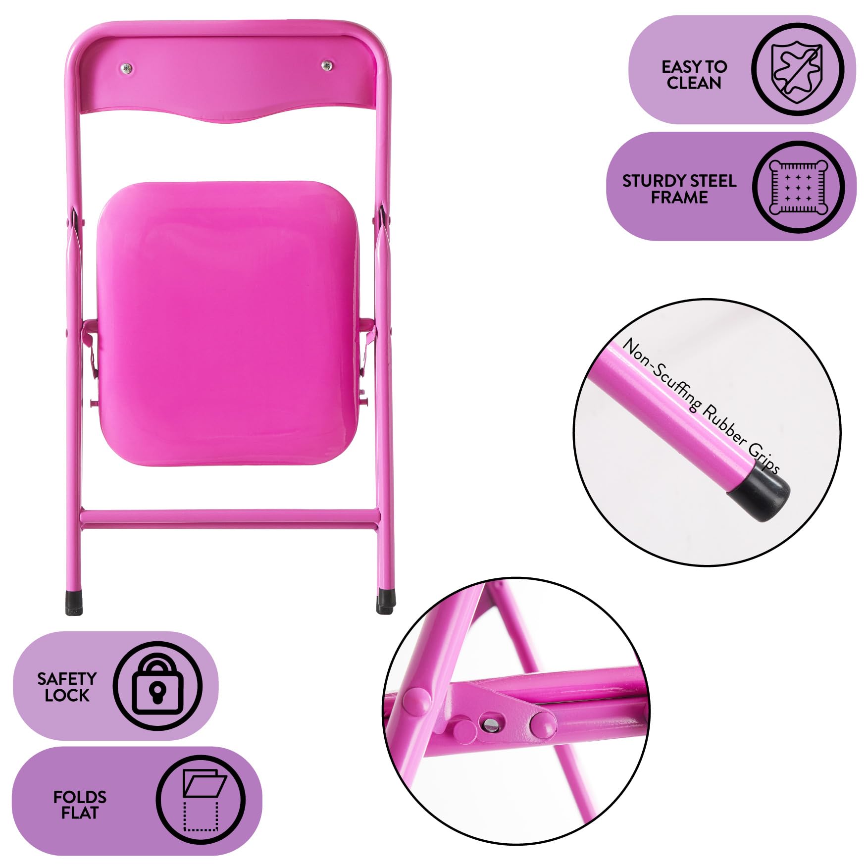 Kids Padded Folding Chairs Set of 2 Pink
