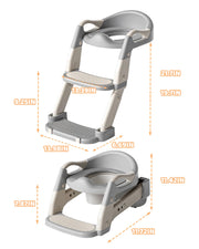 3-in-1 Potty Training Seat & Training Toilet & Potty Chair, Height Adjustable Toddler Toilet Seat for Kids Boys Girls, Foldable Potty Training Toilet with Splash Guard and Anti-Slip Steps