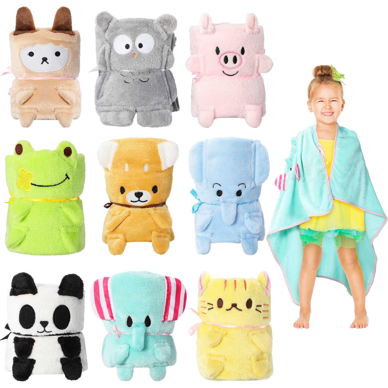 9 Pack Kids Travel Blanket for Airplanes Daycare Nap Blankets in Bulk Small Cute