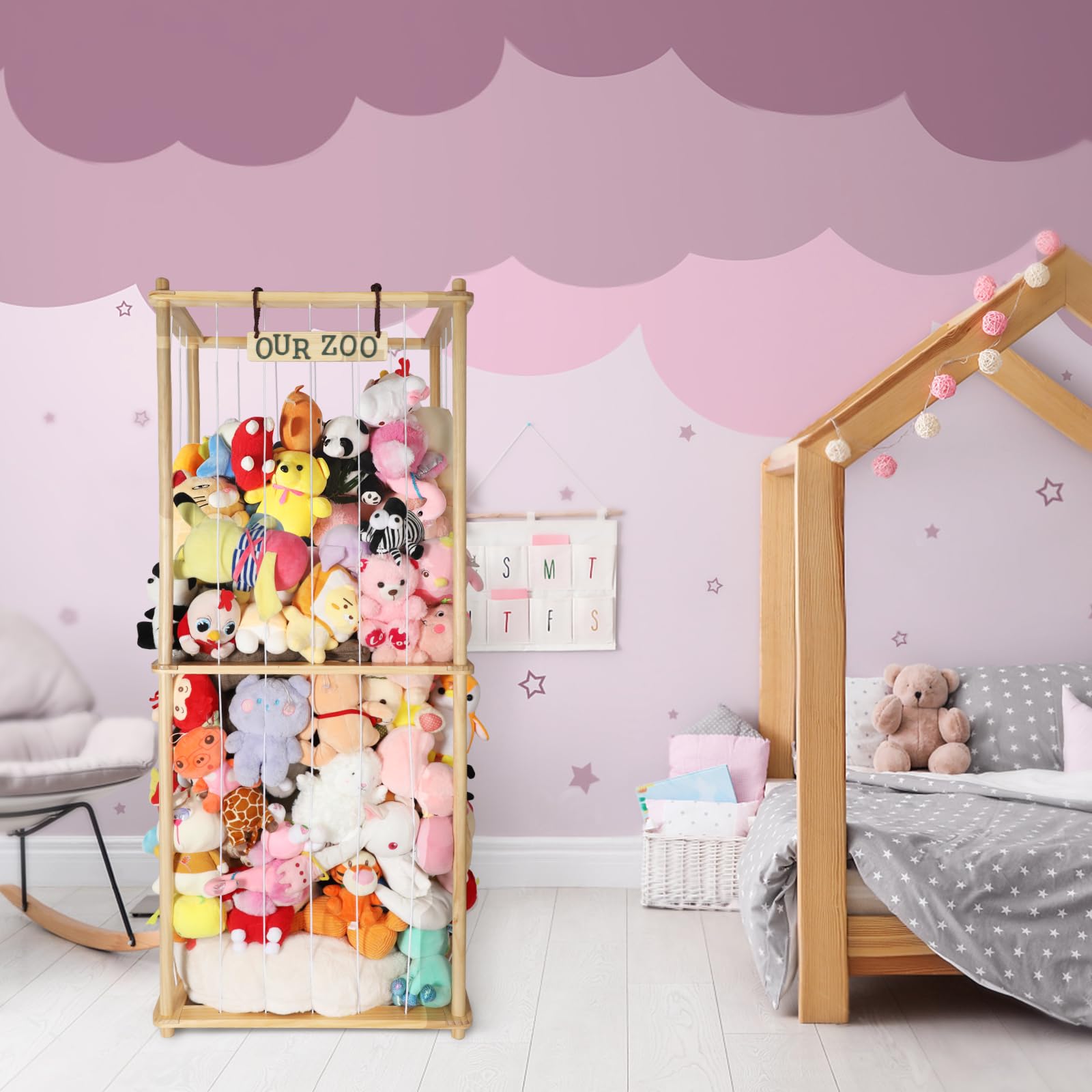 Large Stuffed Animal Storage Organizer with Elastic Cord