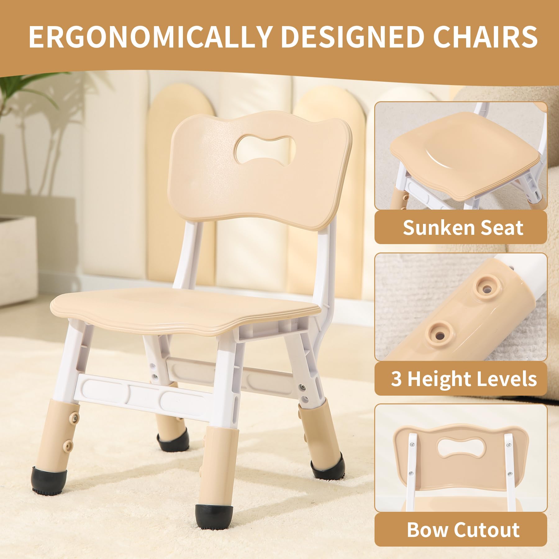 Height Adjustable Kids Table and 4 Chairs Set