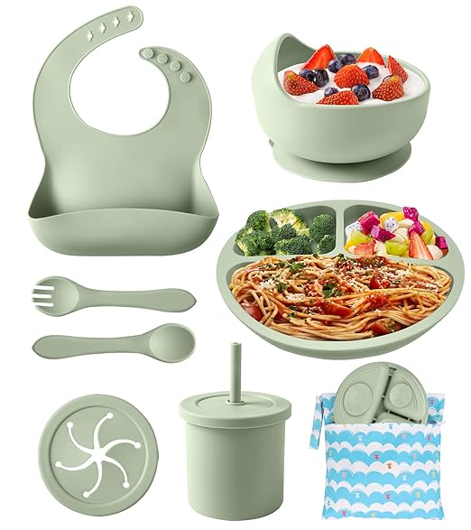 Silicone Baby Feeding Set, 10 Pcs Baby Led Weaning Supplies Baby Eating