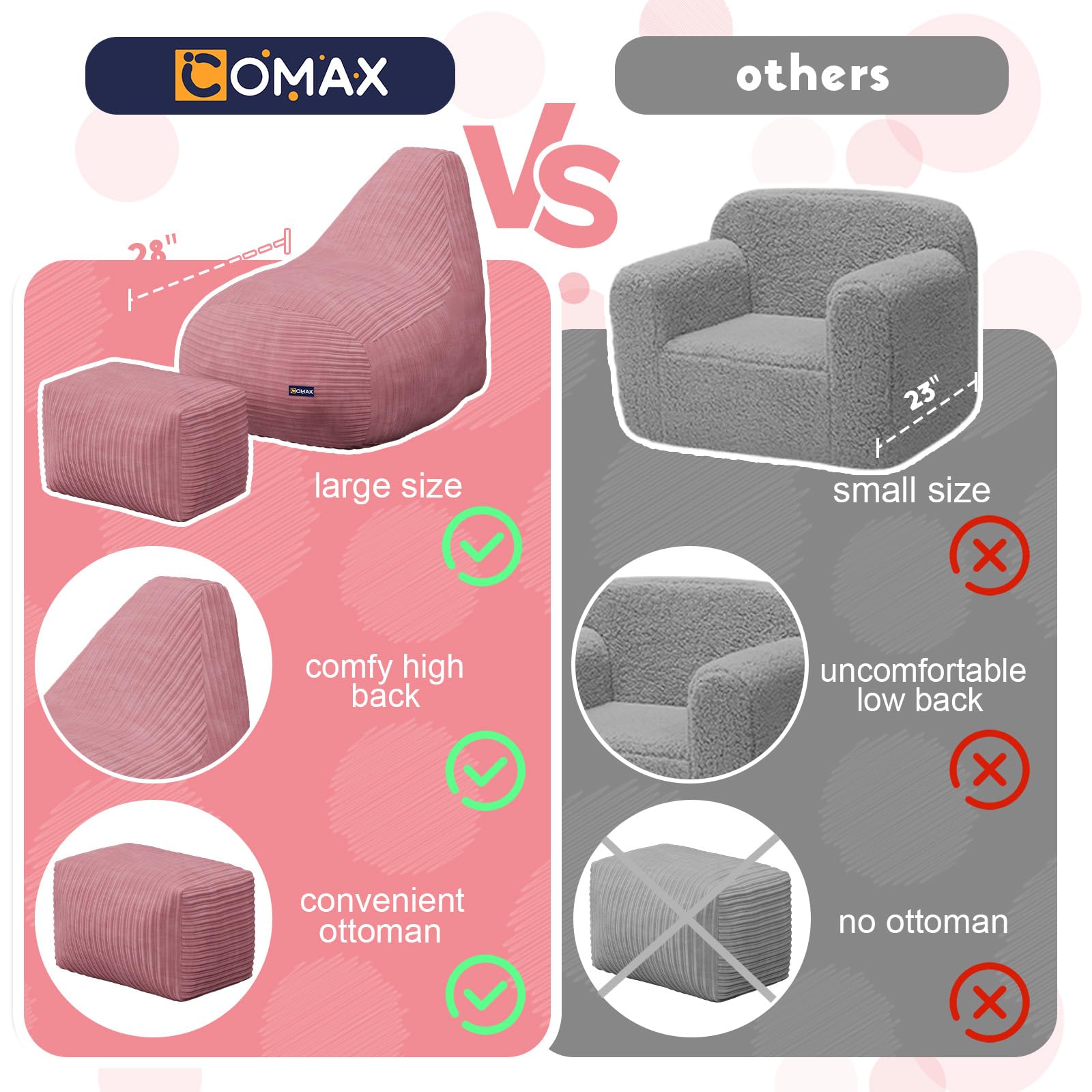 Kids Bean Bag Chair with Ottoman