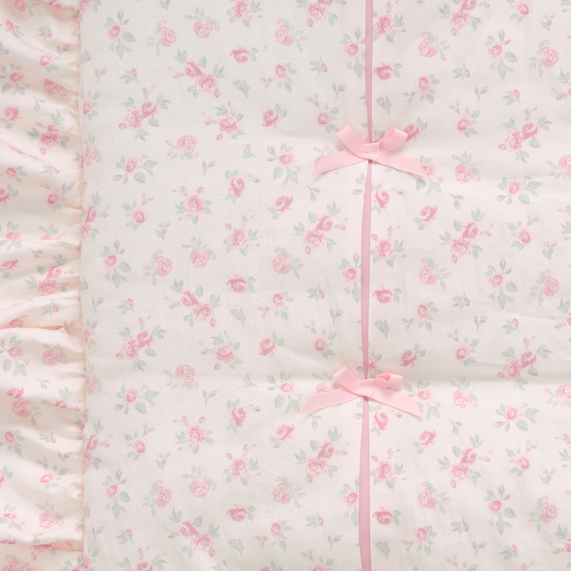 Coquette Floral Pink Bows Aesthetic 3-Piece Baby Crib Bedding Set