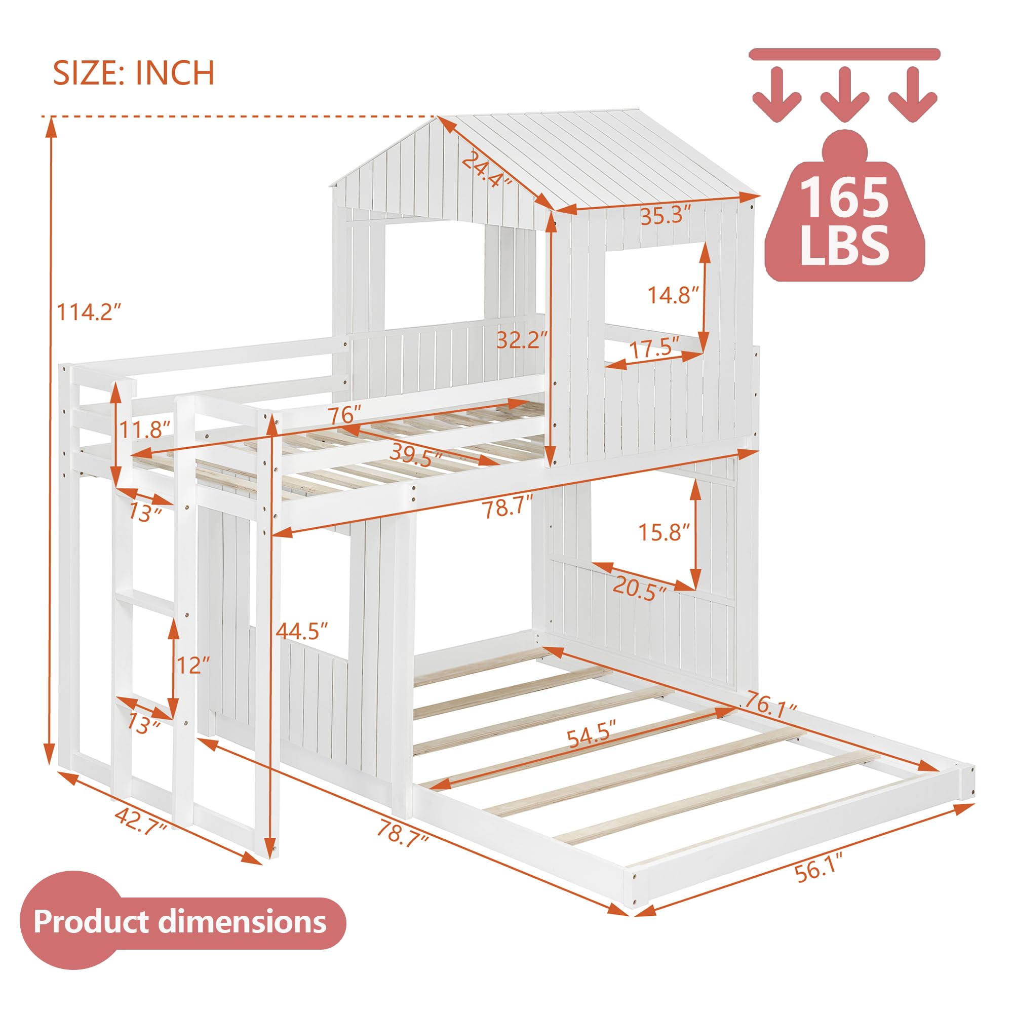 Twin Over Full Bunk Bed with Playhouse Design