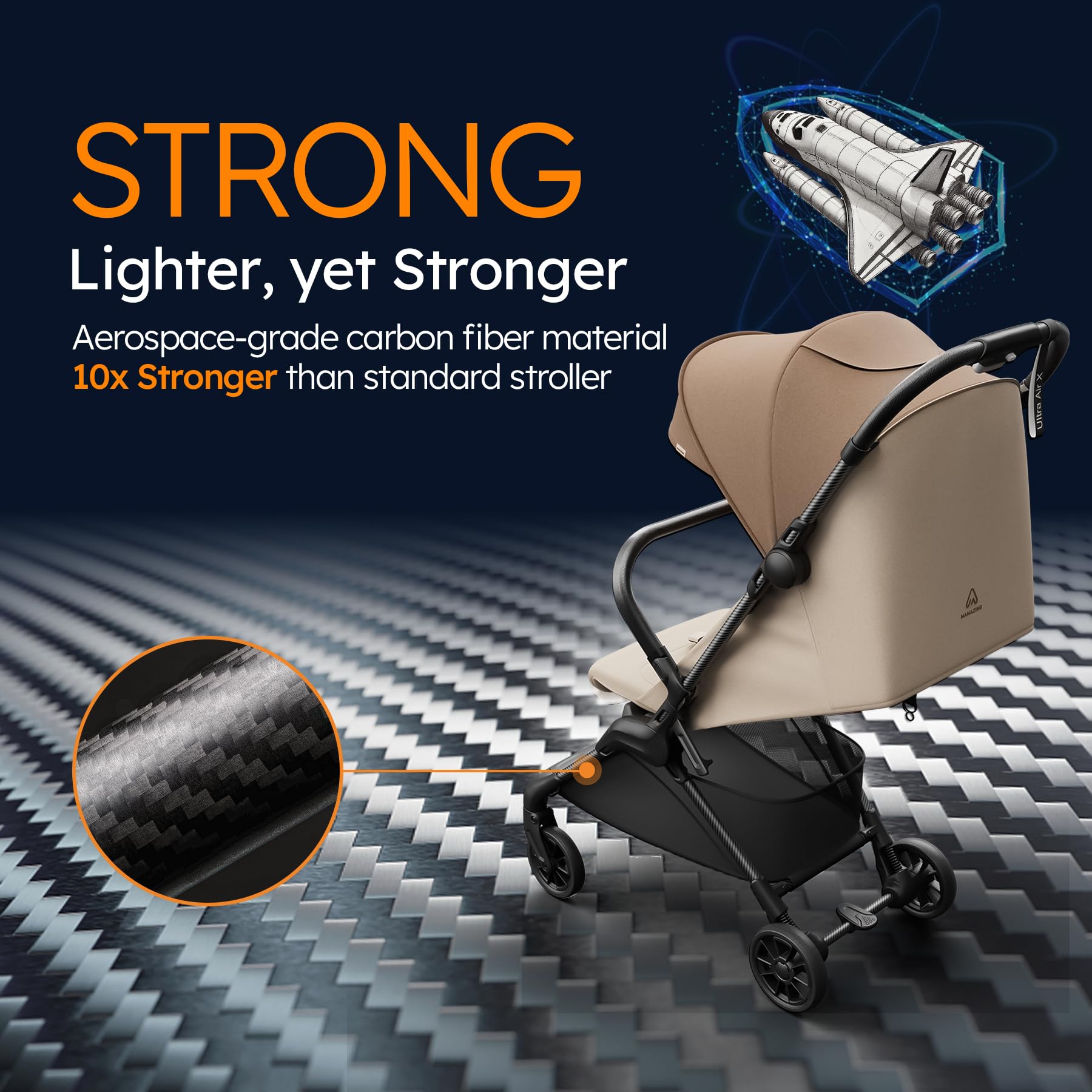 Ultra-Lightweight Carbon Fiber Travel Stroller