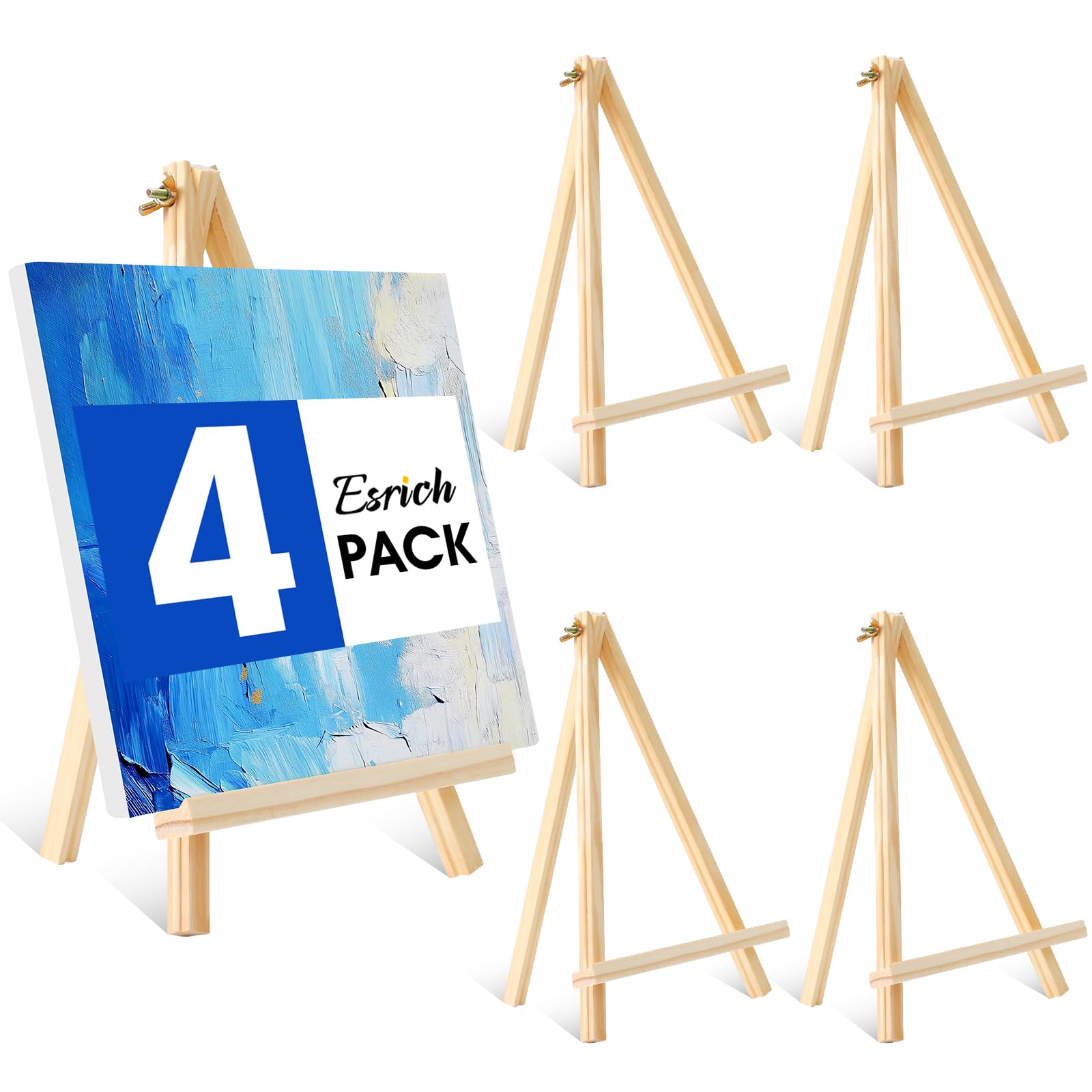 ESRICH 11.8In Wood Easels,Tabletop Painting Display Easels, Painting Party Easel, Kids Student Tabletop Easels for Painting,Portable Canvas Photo Picture Sign Holder（4 Pack ）