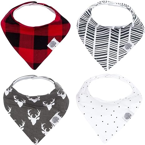 Bandana Drool Bibs 4 Pack Baby Bibs for Boys, Girls, Unisex - "Parker Set"