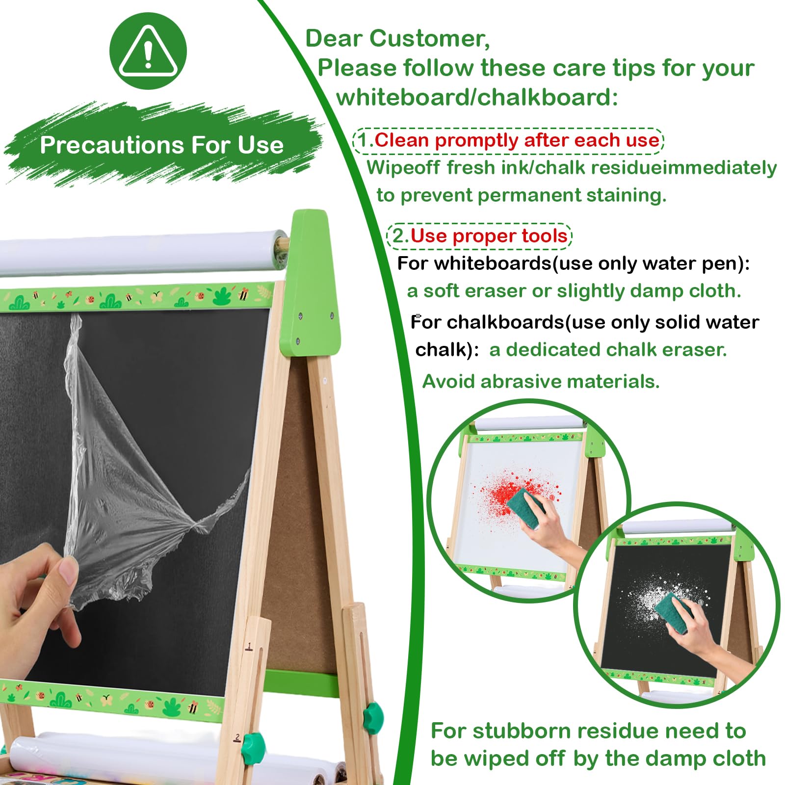 Adjustable Wooden Art Easel for Kids with Magnetic Whiteboard and Chalkboard