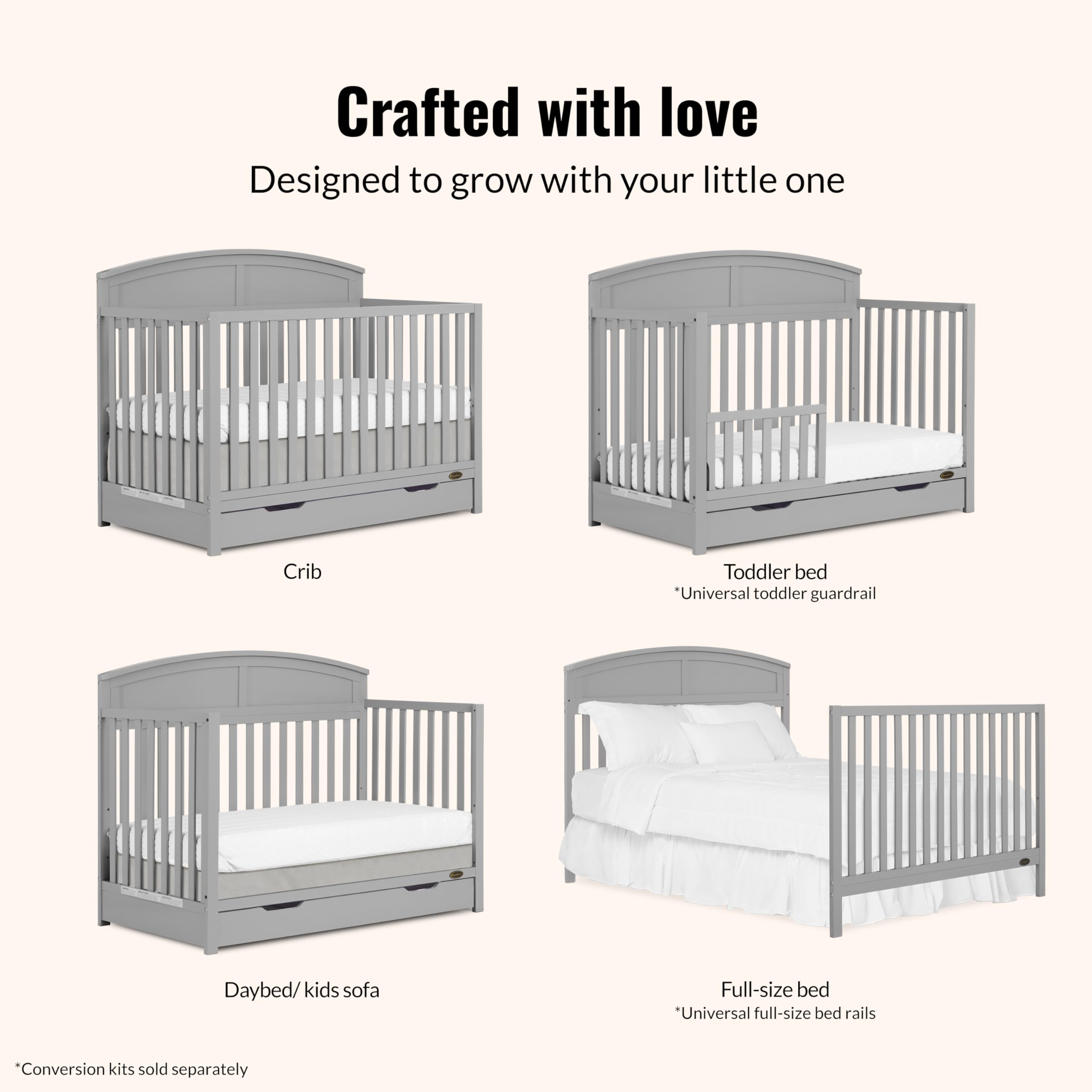 5-in-1 Convertible Crib with Storage Drawer