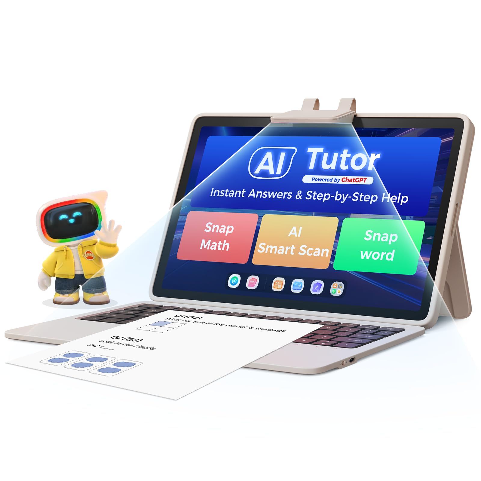 AI Educational Learning Tablet with Keyboard for Kids